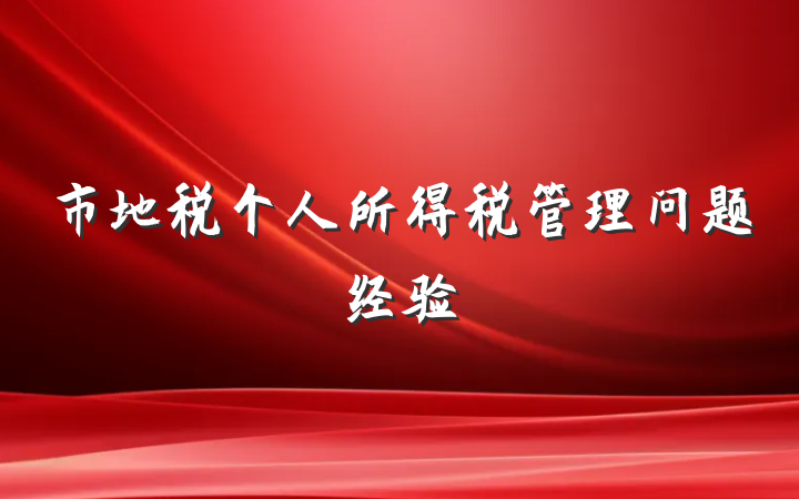 市地税个人所得税管理问题经验