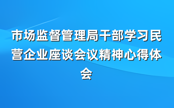 市场监督管理局干部学习民营企业座谈会议精神心得体会