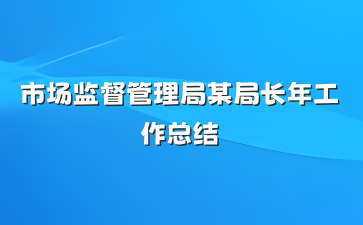 市场监督管理局某局长年工作总结