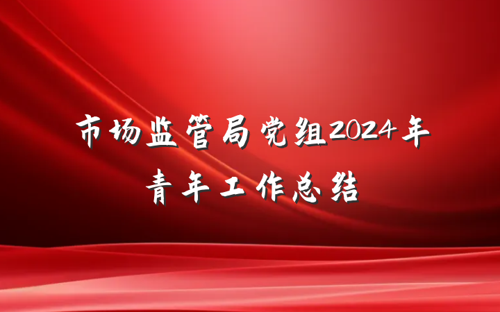 市场监管局党组2024年青年工作总结