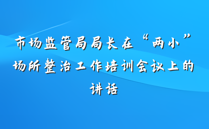 市场监管局局长在“两小”场所整治工作培训会议上的讲话