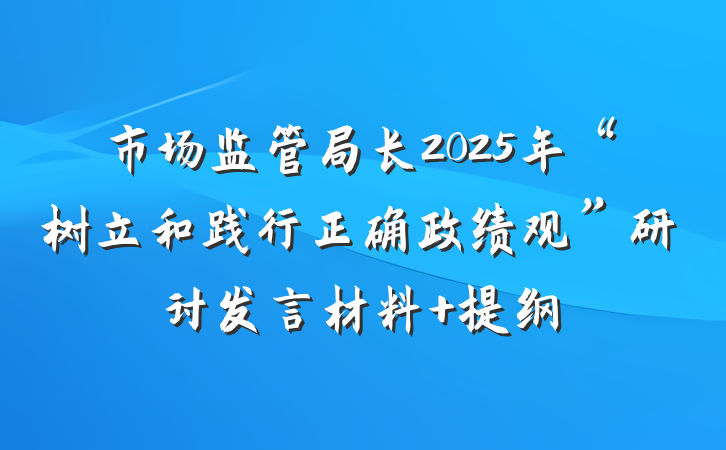市场监管局长2025年“树立和践行正确政绩观”研讨发言材料 提纲