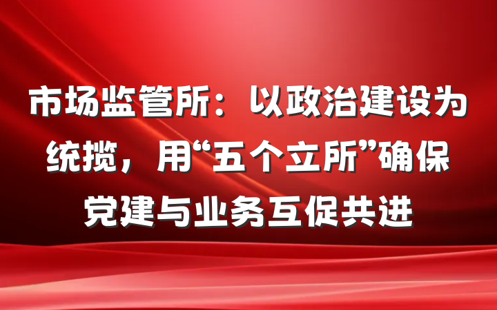 市场监管所：以政治建设为统揽，用“五个立所”确保党建与业务互促共进