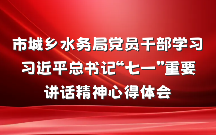 市城乡水务局党员干部学习习近平总书记“七一”重要讲话精神心得体会
