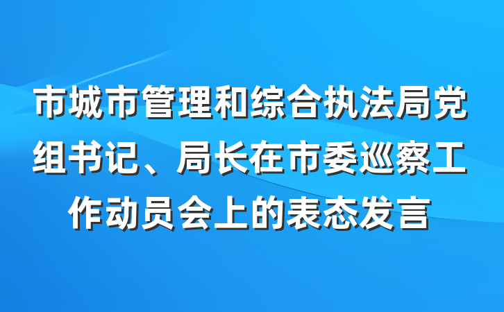 市城市管理和综合执法局党组书记、局长在市委巡察工作动员会上的表态发言