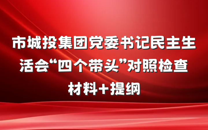 市城投集团党委书记民主生活会“四个带头”对照检查材料 提纲