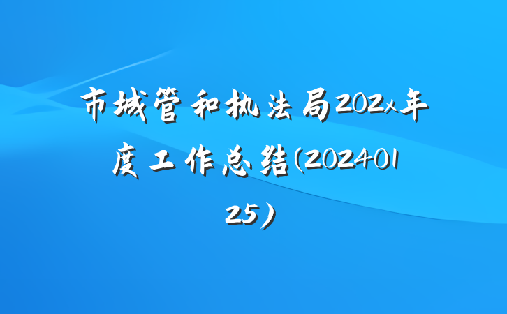 市城管和执法局202x年度工作总结(20240125)