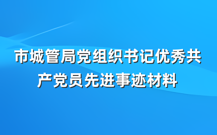 市城管局党组织书记优秀共产党员先进事迹材料
