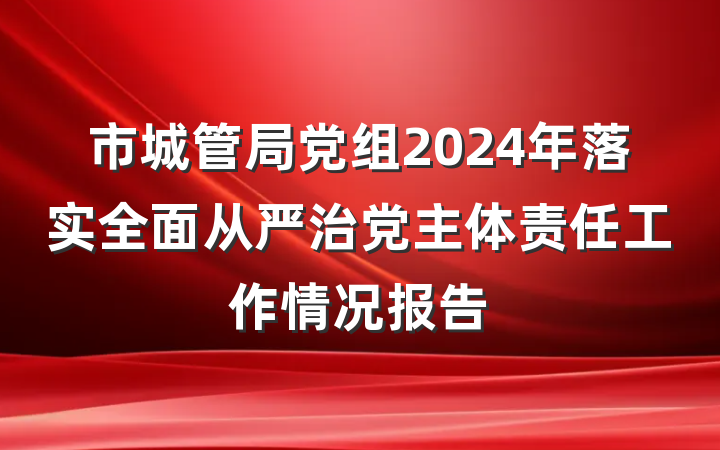 市城管局党组2024年落实全面从严治党主体责任工作情况报告