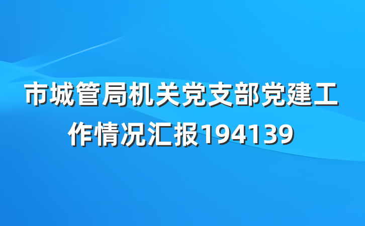市城管局机关党支部党建工作情况汇报194139