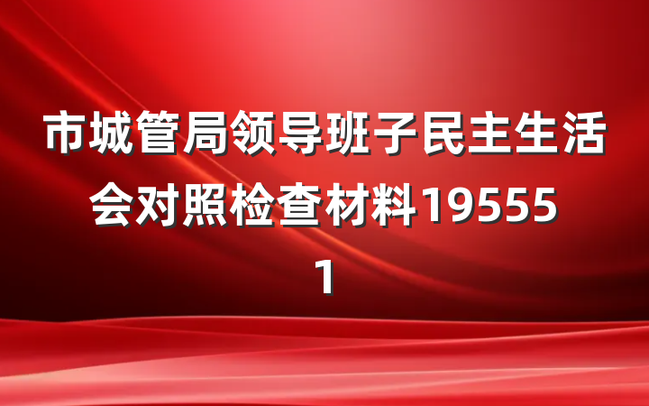 市城管局领导班子民主生活会对照检查材料195551