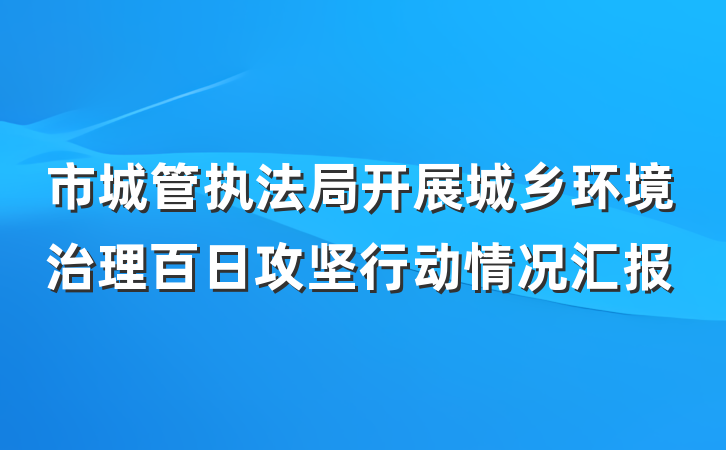 市城管执法局开展城乡环境治理百日攻坚行动情况汇报