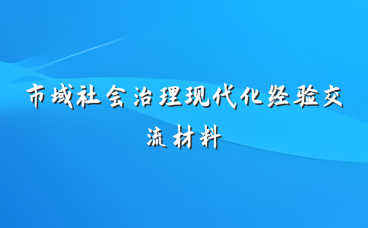 市域社会治理现代化经验交流材料