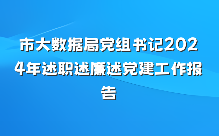市大数据局党组书记2024年述职述廉述党建工作报告