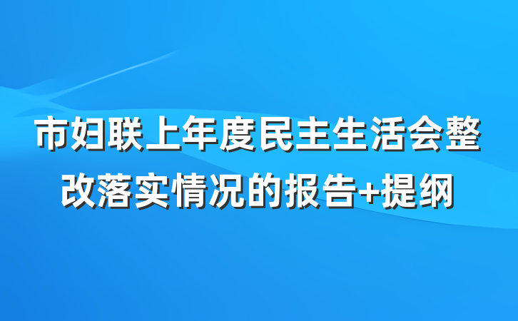 市妇联上年度民主生活会整改落实情况的报告 提纲