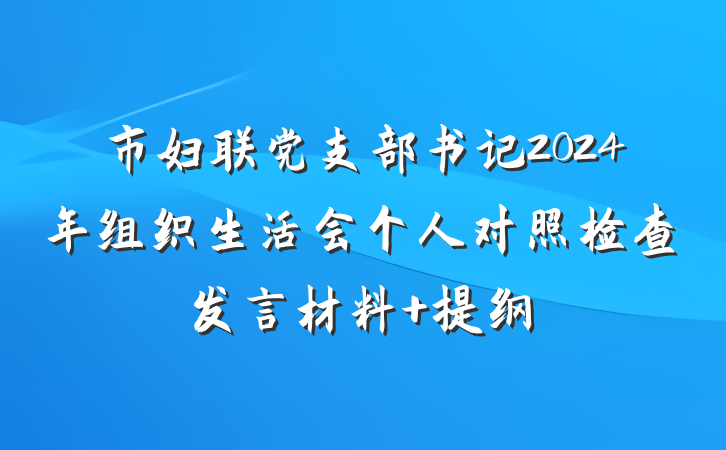 市妇联党支部书记2024年组织生活会个人对照检查发言材料 提纲