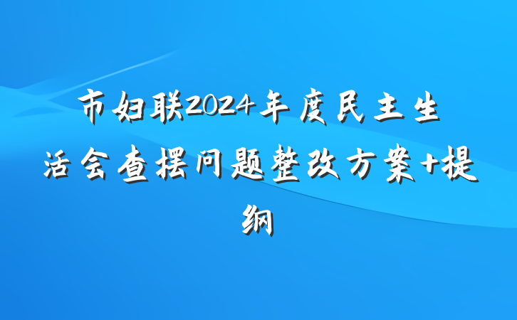 市妇联2024年度民主生活会查摆问题整改方案 提纲