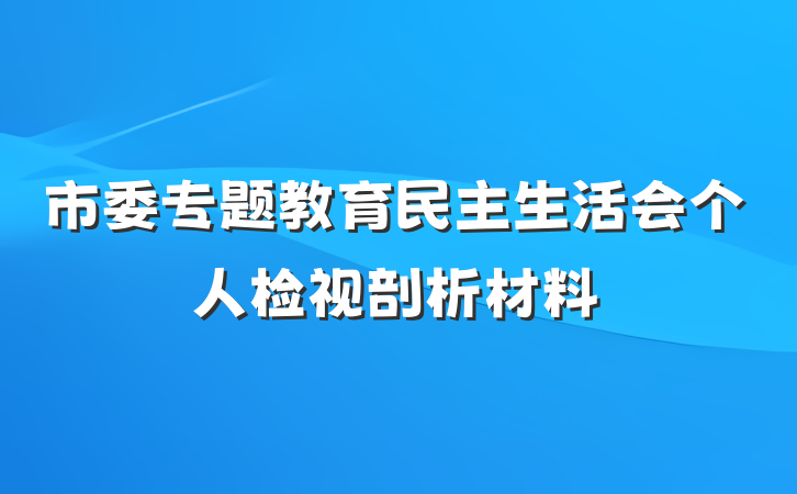 市委专题教育民主生活会个人检视剖析材料
