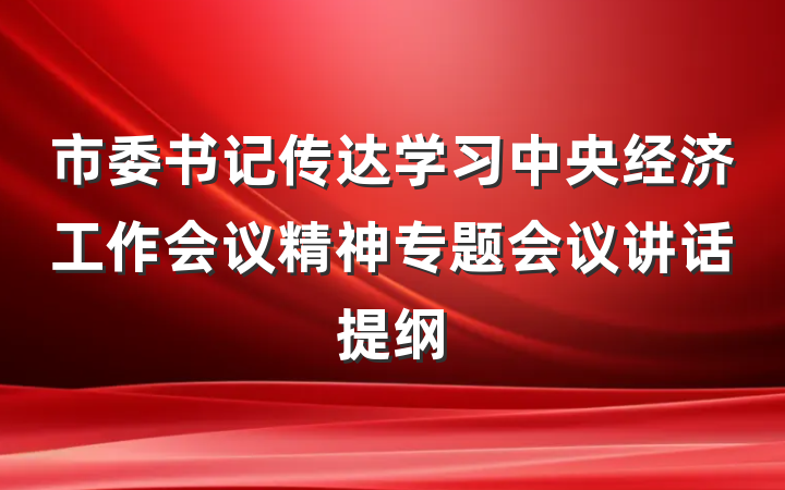 市委书记传达学习中央经济工作会议精神专题会议讲话提纲