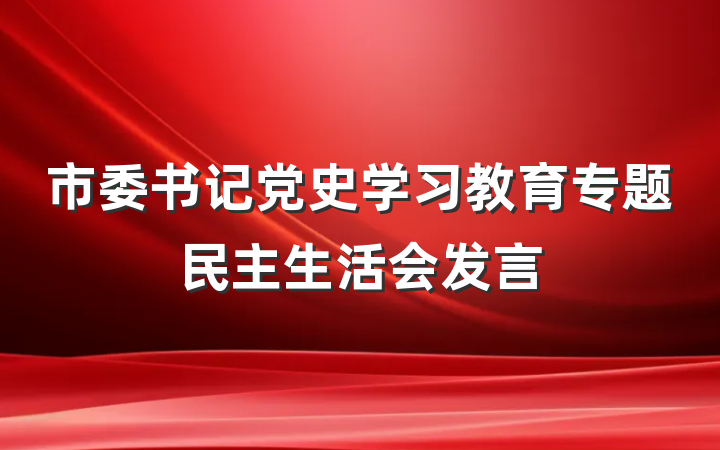 市委书记党史学习教育专题民主生活会发言