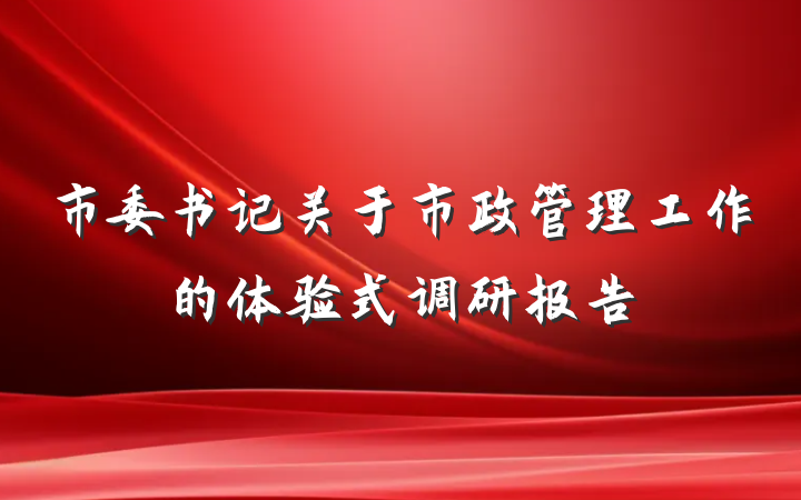 市委书记关于市政管理工作的体验式调研报告