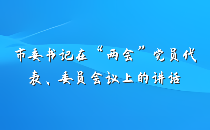 市委书记在“两会”党员代表、委员会议上的讲话