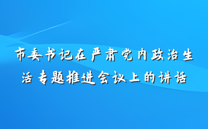 市委书记在严肃党内政治生活专题推进会议上的讲话