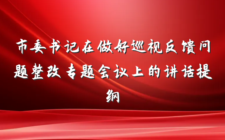 市委书记在做好巡视反馈问题整改专题会议上的讲话提纲