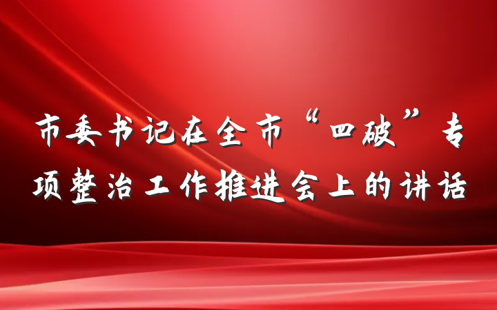 市委书记在全市“四破”专项整治工作推进会上的讲话