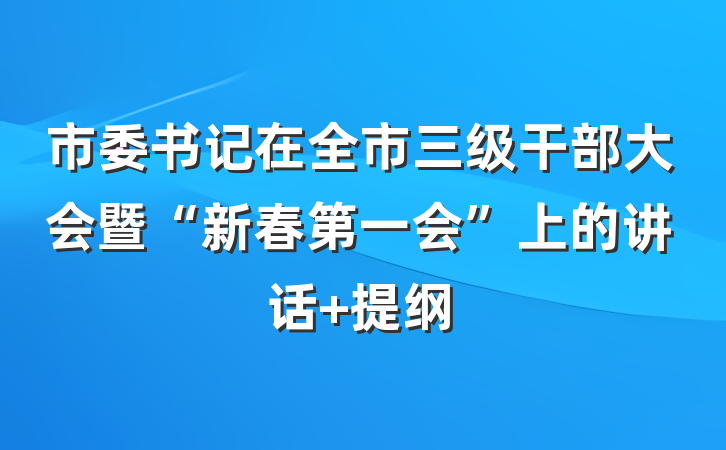 市委书记在全市三级干部大会暨“新春第一会”上的讲话 提纲