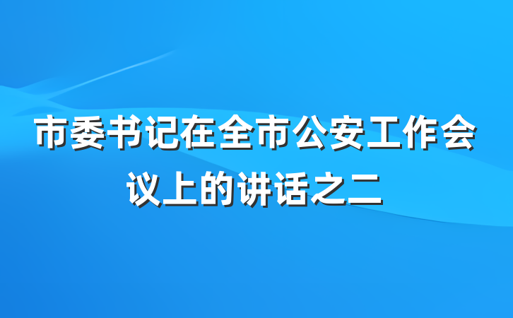 市委书记在全市公安工作会议上的讲话之二
