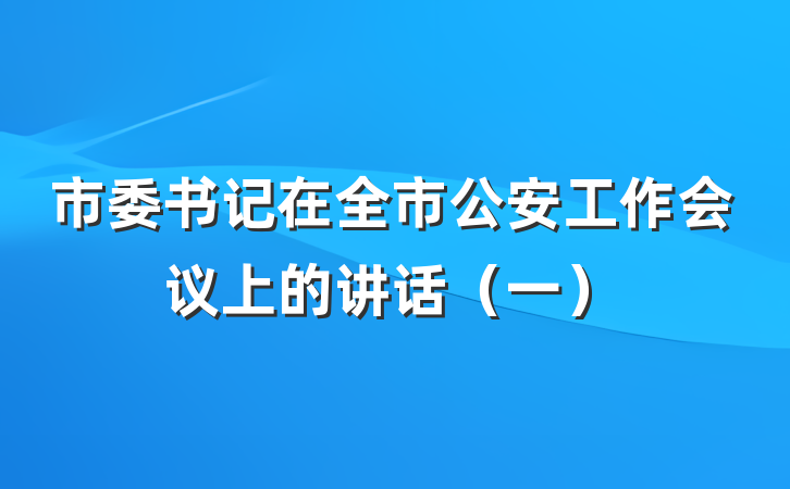 市委书记在全市公安工作会议上的讲话（一）