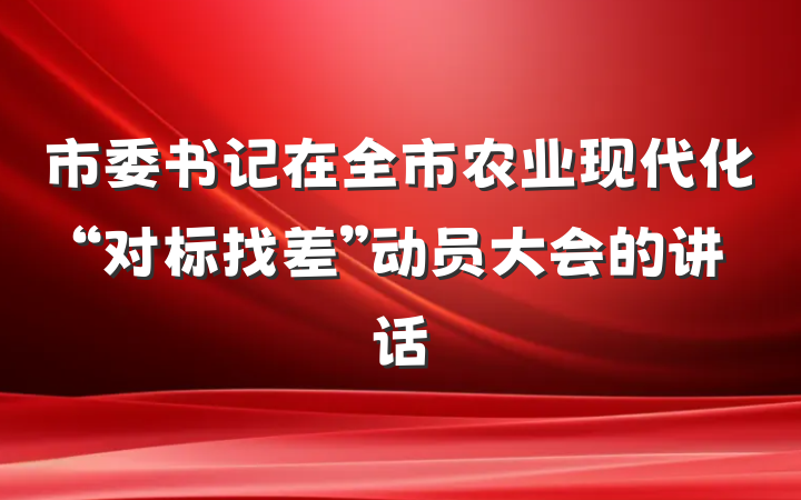市委书记在全市农业现代化“对标找差”动员大会的讲话