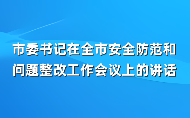 市委书记在全市安全防范和问题整改工作会议上的讲话