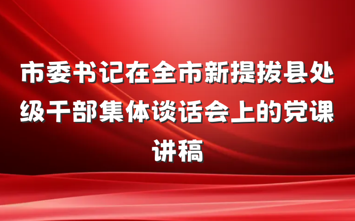 市委书记在全市新提拔县处级干部集体谈话会上的党课讲稿