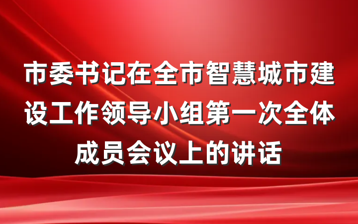 市委书记在全市智慧城市建设工作领导小组第一次全体成员会议上的讲话