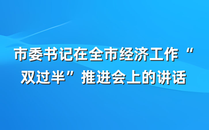 市委书记在全市经济工作“双过半”推进会上的讲话