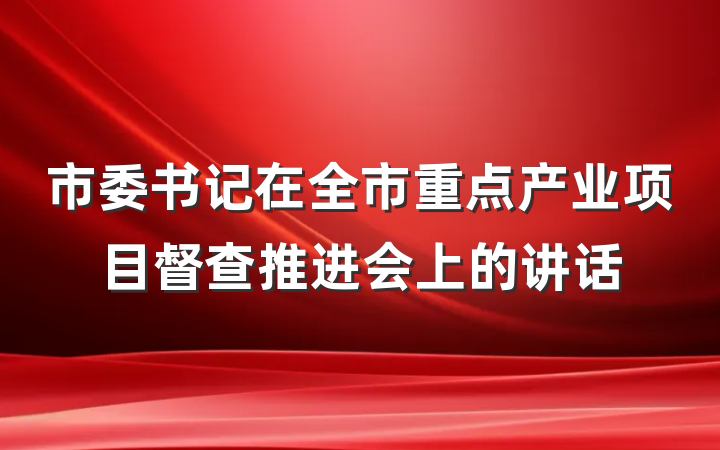 市委书记在全市重点产业项目督查推进会上的讲话