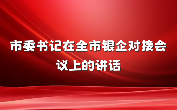 市委书记在全市银企对接会议上的讲话