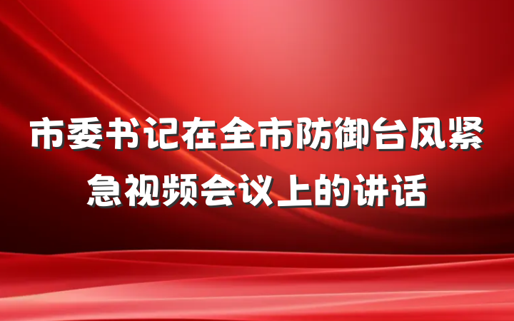 市委书记在全市防御台风紧急视频会议上的讲话