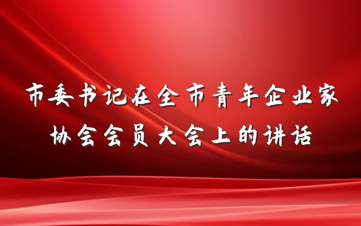 市委书记在全市青年企业家协会会员大会上的讲话