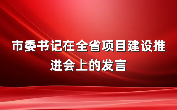 市委书记在全省项目建设推进会上的发言