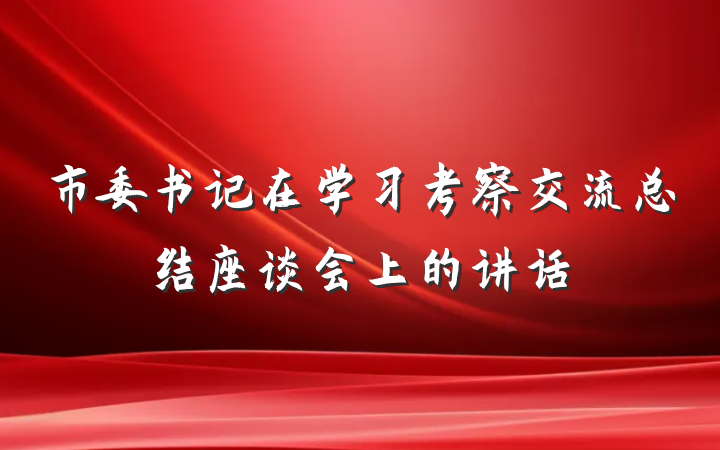 市委书记在学习考察交流总结座谈会上的讲话