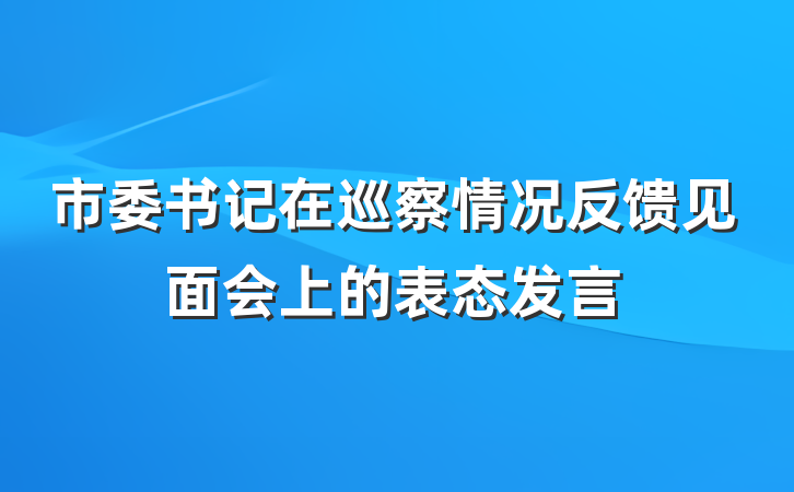 市委书记在巡察情况反馈见面会上的表态发言