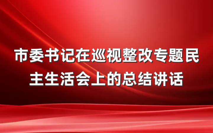 市委书记在巡视整改专题民主生活会上的总结讲话