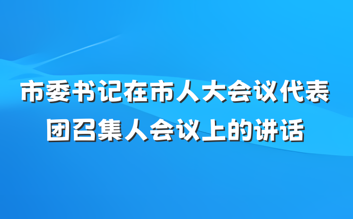 市委书记在市人大会议代表团召集人会议上的讲话