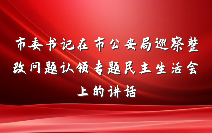 市委书记在市公安局巡察整改问题认领专题民主生活会上的讲话