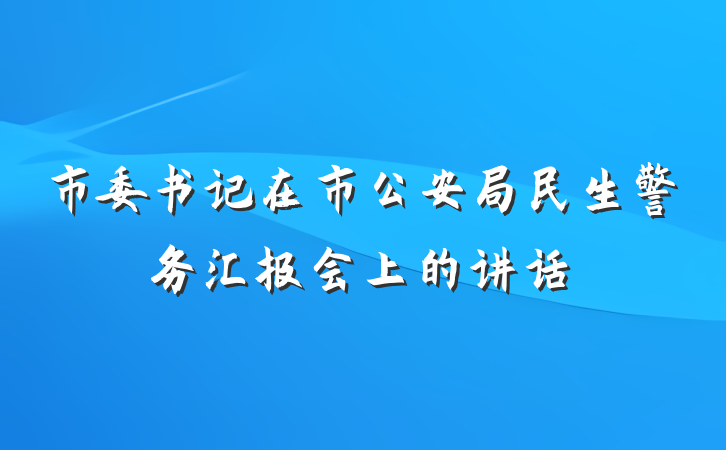 市委书记在市公安局民生警务汇报会上的讲话