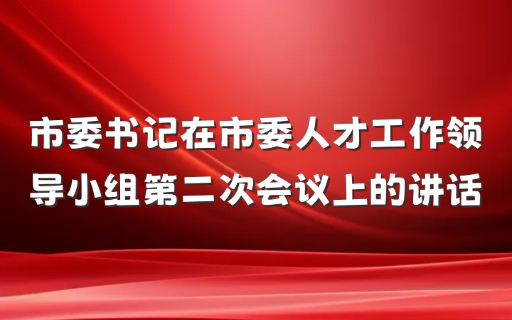 市委书记在市委人才工作领导小组第二次会议上的讲话
