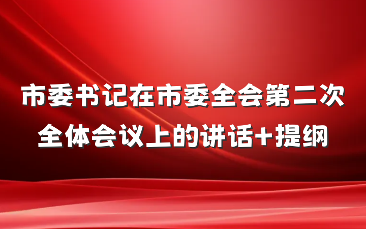 市委书记在市委全会第二次全体会议上的讲话 提纲